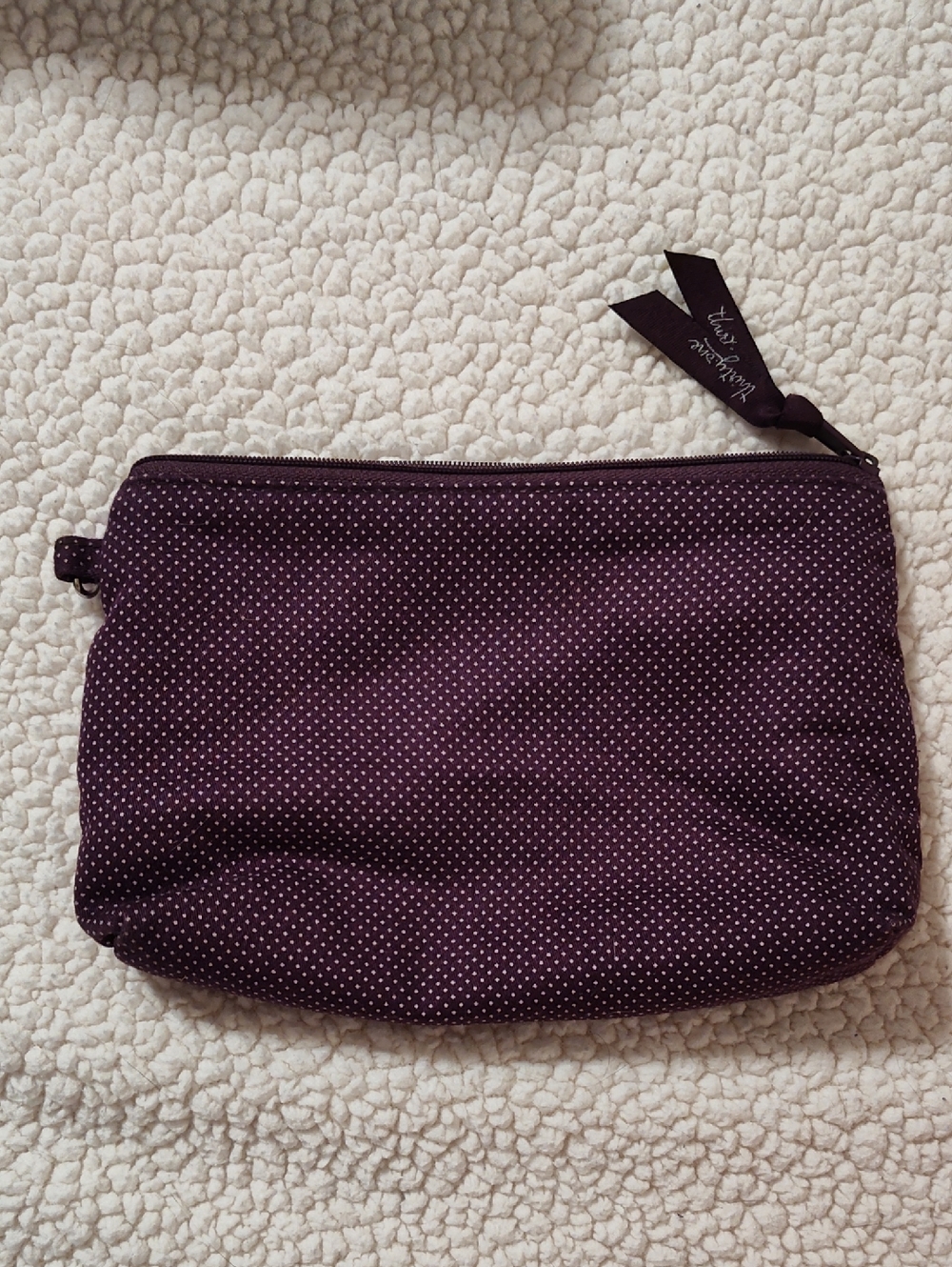 Thirty-One Women's Purple Polka Dot Zip Makeup Bag